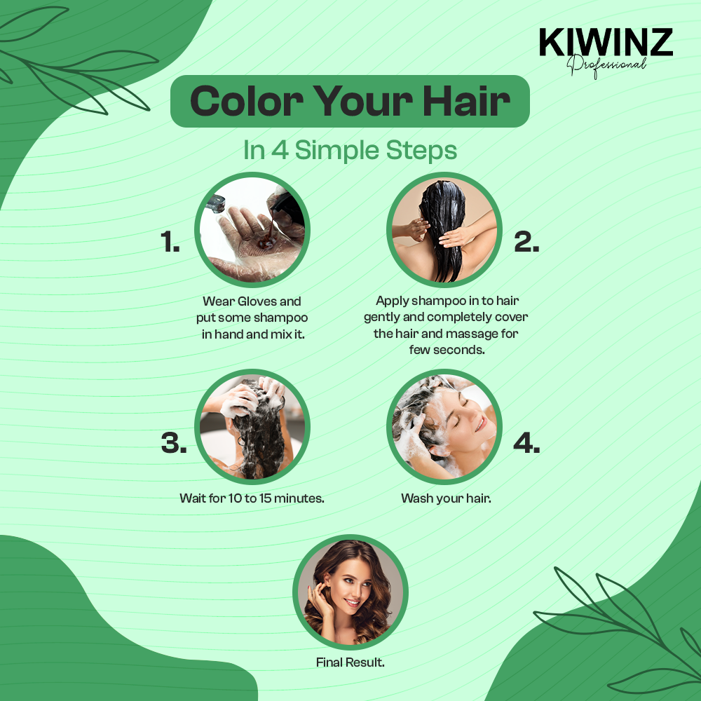 Kiwinz Hair Color Shampoo Sachet Packets For Men & Women